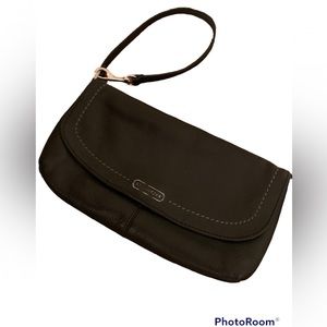 Vintage Coach Black Pebbled Hand Crafted Leather Wristlet or Clutch bag